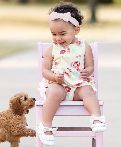 RuffleButts® Baby/Toddler Girls Light Wash Denim Headband - 0-24m in Saudi Arabia