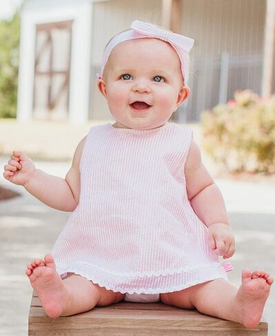 RuffleButts® Baby/Toddler Girls Light Wash Denim Headband - 0-24m in Saudi Arabia