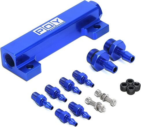 6 Port Vacuum Block Intake Manifold Kit Intake Fuel Wastegate Turbo Boost 1/8NPT for Racing Vacuum Manifold Black in Saudi Arabia
