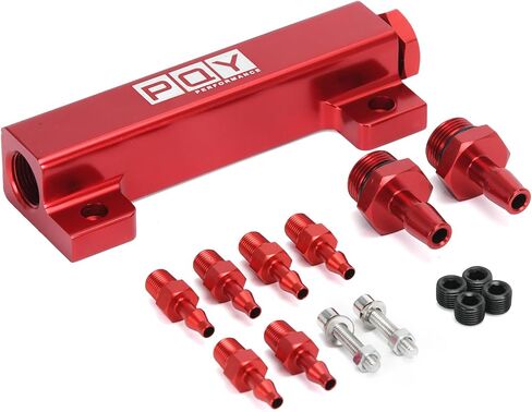 6 Port Vacuum Block Intake Manifold Kit Intake Fuel Wastegate Turbo Boost 1/8NPT for Racing Vacuum Manifold Black in Saudi Arabia
