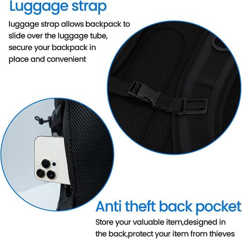 Travel, Hiking Backpack, Carry On Backpack with Shoe Pouch, Large Capacity 15.6inch Water Resistant, Anti Theft, Business, College, Flight Approved Backpack in Saudi Arabia