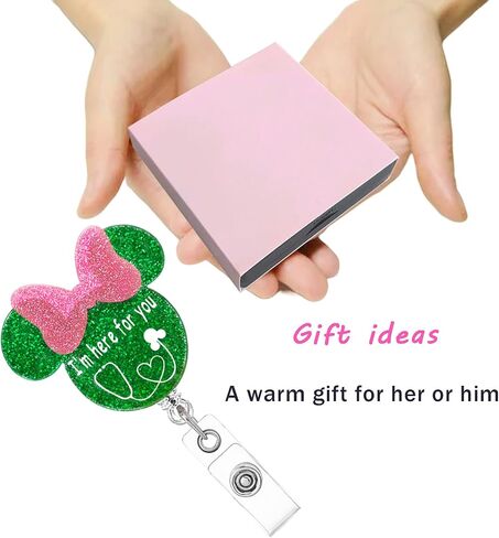 Cute Nurse Badge Reel Funny Mouse Head Name Tag ID Clip Retractable Holder for Doctor Medical Assistant Nursing Student NP CNA RN ER Hospital Work Essentials,Nurse Gift,Purple-Color in Saudi Arabia
