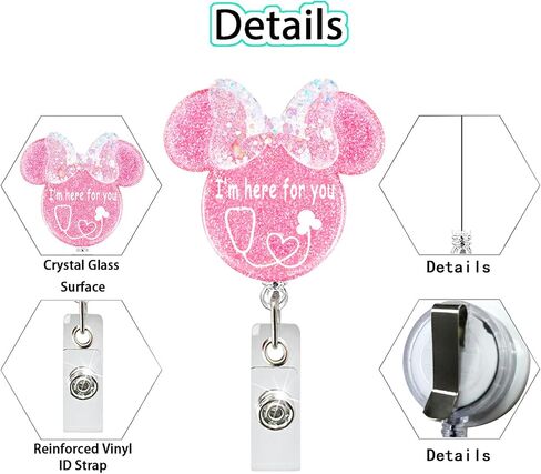 Cute Nurse Badge Reel Funny Mouse Head Name Tag ID Clip Retractable Holder for Doctor Medical Assistant Nursing Student NP CNA RN ER Hospital Work Essentials,Nurse Gift,Purple-Color in Saudi Arabia