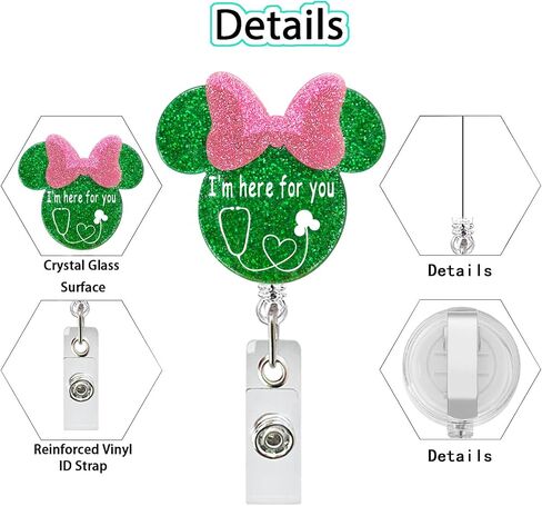 Cute Nurse Badge Reel Funny Mouse Head Name Tag ID Clip Retractable Holder for Doctor Medical Assistant Nursing Student NP CNA RN ER Hospital Work Essentials,Nurse Gift,Purple-Color in Saudi Arabia