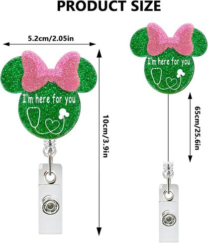 Cute Nurse Badge Reel Funny Mouse Head Name Tag ID Clip Retractable Holder for Doctor Medical Assistant Nursing Student NP CNA RN ER Hospital Work Essentials,Nurse Gift,Purple-Color in Saudi Arabia
