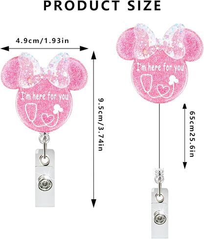 Cute Nurse Badge Reel Funny Mouse Head Name Tag ID Clip Retractable Holder for Doctor Medical Assistant Nursing Student NP CNA RN ER Hospital Work Essentials,Nurse Gift,Purple-Color in Saudi Arabia