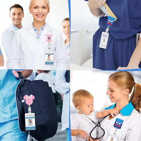 Cute Nurse Badge Reel Funny Mouse Head Name Tag ID Clip Retractable Holder for Doctor Medical Assistant Nursing Student NP CNA RN ER Hospital Work Essentials,Nurse Gift,Purple-Color in Saudi Arabia