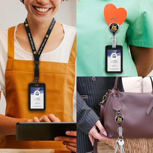 Funny Badge Reel Retractable with 360° Swivel Carabiner Clip, Cute ID Badge Holder with Breakaway Lanyard, Teacher Nurse Office Gifts (This is Fine Dog) in Saudi Arabia