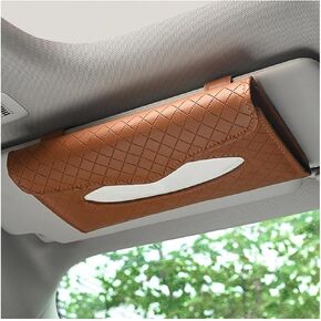 Kewucn Car Tissue Holder, Auto Sun Visor Leather Napkin Holder, Universal Vehicle Mask Holder Tissue Dispenser with Tissue Refill for Visor & Backseat, Interior Car Accessories (Beige)