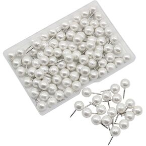 100 Pcs Faux Pearl Push Pins Plastic Round Head Thumb Tacks Map Pins Tacks Decorative Thumbtacks Pushpins for Bulletin Board Cork Board
