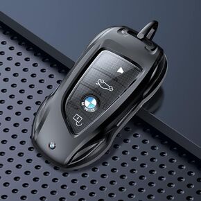 IUIU Key Fob Cover Black Metal, Key Case Compatible with BMW 1 3 5 7 Series, X1 X2 X3 X4 X5 X6 ( A Style)