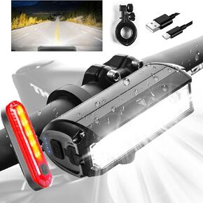 Bike Lights Set Super Bright Headlight Front Headlight and taillight 5200mAh 2000LM USB-C Rechargeable Waterproof Easy to Install Fits All Bicycles Bike Light for Adults Kids Road Mountain Cycling