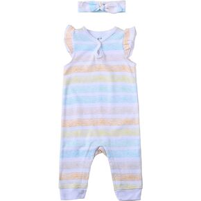 ASHER AND OLIVIA Baby Girl One Piece Clothes White Green Romper Short Jumpsuit Jumper 6 to 9 Months