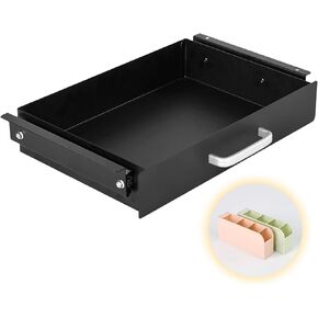 Gome Under Desk Pull-Out Drawer - Storage Organizer Office Mounted, Easy Slide-Out Pencil Drawer for Saving Space, Desk Drawer Ideal for Sit-Stand Workstation with 1.2" High Crosspiece under Desktop