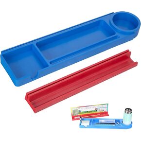 2 قطعة صينية تنظيم أقلام الرصاص المكتبية - حامل منظم سطح المكتب منفصل - حامل لوحة الاسم مع حامل القلم - حامل لوحات الأسماء للمكتب مع قبضة لاصقة للمكتب المدرسي في الفصل الدراسي in Kuwait