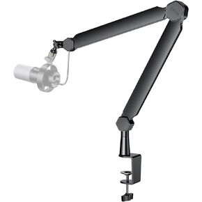 FIFINE Mic Boom Arm, Microphone Stand with Cable Management Channel, Fully Adjustable, Heavy Duty Metal Mic Stand with Desk Mount Clamp for Podcast Recording Home Office-BM66