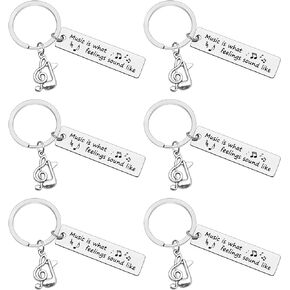 Heigebi 6 PCS Music Keychain Gift Music Lover Gift Music Gifts for Men Women Students Teens Music Note Keychain Gift for Music Teacher Student Musicians Keychain Inspirational Gifts for Musicians