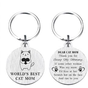 Cat Mom Gifts - Best Cat Mom Ever - Cat Mom Keychain - Christmas Mothers Day Gift for Cat Lovers Women