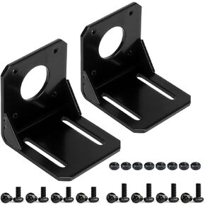 Nema 17 Stepper Motor Mounting Bracket Kit - 42mm Alloy Steel L-Shape Fixed Seat with M3 Screws for Precision Geared Motors, 2 PCS
