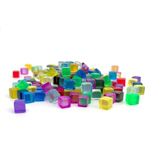 200PCS 8mm/0.3" D6 Blank Dices Set, Clear Square Corner Small Mini Standard Multi-Colored Colorful Trash 6-Sided Cube Bulk Pack Bag for Easter Educational DIY Board Game Role Playing Group Activities