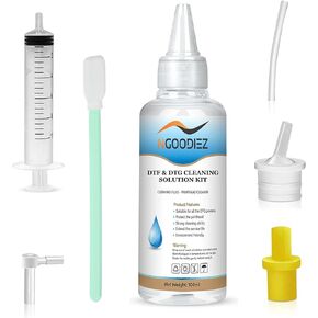 NGOODIEZ Printhead Cleaning Kit for Any DTF Printer/DTG Printer - Universal Printhead Cleaner Kit for Printer Nozzle - Printer Cleaning Kit for Direct Transfer Film Printers (100mL Solution)