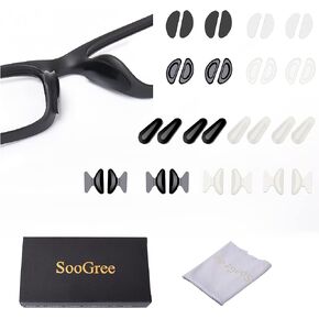 Eyeglesses Nose Pads,Eyeglasses Repair Kit Soft Silicone Nose Pads for Eyeglesses,Sunglasses and Eye Wear 16 Pairs Thicked Glasses Anti Slip Adhesive Contoured Nose Pads Replacement(1.8mm)