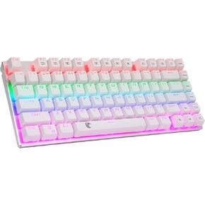 HUO JI 60% Mechanical Gaming Keyboard, E-Yooso Z-88 with Red Switches, Rainbow LED Backlit, Compact 81 Keys Hot Swappable, Pink