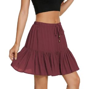 Urban CoCo Women's Flared Short Skirt Floral/Solid Ruffle Mini Skater Skirt