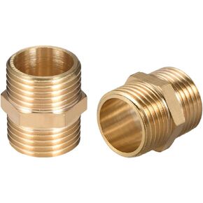 uxcell Brass Male to Male Straight Pipe Hex Fitting G1/2 x G1/2 Male Thread Connector 4pcs