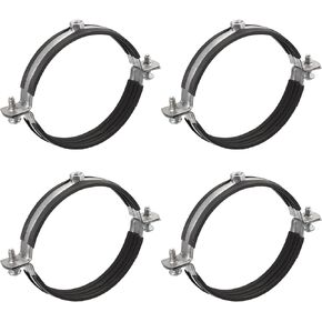 uxcell 109-112mm Rigid Pipe Strap Clamps, Carbon Steel Pipe Bracket Tube Clip M8 Nut Size for Water Tube Pipe 4 Pcs