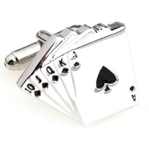 Royal Flush Poker Ace - Ten Pair Cufflinks in a Presentation Gift Box & Polishing Cloth