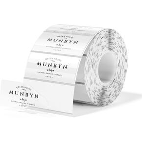 MUNBYN Clear Thermal Labels, 2.25 x 1.25 Inches 500 Pcs Printable Transparent Thermal Sticker Labels for Small Businesses, DIY Logo Design, Multipurpose Roll, Direct Waterproof Label Stickers