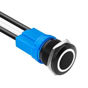 LED Momentary Push Button Switch, Aluminum Alloy, IP67 Waterproof 5-24V 20A 1NO, with Wire Socket Plug (1, Blue, 16mm)