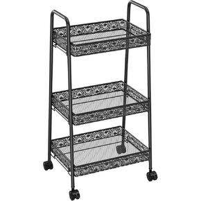 عربة أدوات معدنية متدحرجة من 3 طبقات، عربة تخزين متعددة الوظائف للحمام، المطبخ، غرفة المعيشة، المكتب، منظم تخزين متحرك بعجلات قابلة للقفل، أسود in Kuwait