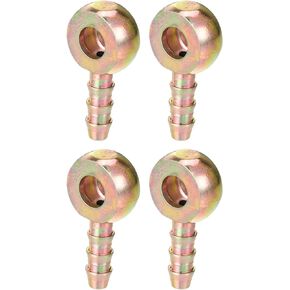 Banjo Bolt Hose Barb Fitting/Inner Brake Fuel Line Fitting Adapter for Car Motorcycle/Durable Metal 6mm ID 6mm OD / 4 Pcs Bronze Tone