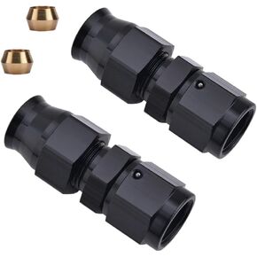 YSIL 6AN Female Flare to 3/8" Tube OD Compression Hardline Fitting Adapter Fuel Line Connector Aluminum Black 2PCS