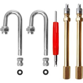 5PCS Dually Valve Stem Extenders, 180 Degree and Straight Heavey Duty Metal Dual Wheel Valve Stem Extensions for Truck Tires RV Tires Motorhome Bike Trailers
