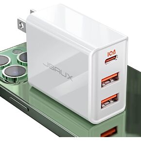 JSAUX USB-C Wall Charger 32W Fast Charging, iPhone Charger Block [3-Port 20W+12W] Type C Charger with 20W USB-C Port & Dual 12W USB-A Ports for iPhone 14 Pro Max/13/12/11/XR/XS/8 Plus/7/6S/SE 2022 etc