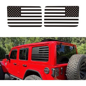 Zhizhong Rear Side Window Decal fits for Jeep Wrangler JK JKU 2011-2018 4 Door, Precut Matte Black American Flag Vinyl Sticker Free Installation Tools (A Pair)