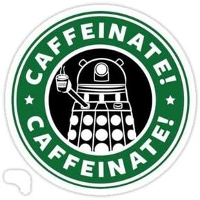 (Set of 3) Caffeinate! Exterminate! - Doctor Who Dr Who Decal Sticker - Sticker Graphic - Auto, Wall, Laptop, Cell, Truck Sticker for Windows, Cars, Trucks