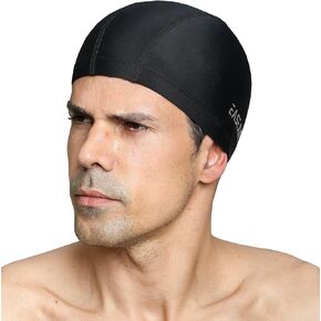 Mens Swim Cap Adult Nylon Fabric Soft Short Hair Solid Color Swimming Hat Comfprtable Breathable High Elasticity