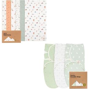 KeaBabies 6-Pack Baby Burp Cloths for Baby Boys and Girls and 3-Pack Baby Swaddle Sleep Sacks - Large Baby Burp Cloths, Burping Cloths for Babies - Organic Newborn Swaddle Sack