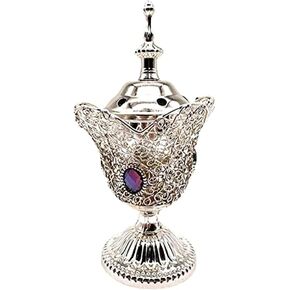 Electric Incense Burner Metal Bakhoor Burner Middle Eastern Style Tabletop Electric Censer for Home Office Yoga Spa Aromatherapy Decor (Gold)
