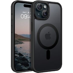 BENTOBEN for iPhone 15 Case, for iPhone 15 Phone Case [Compatible with MagSafe], Translucent Matte Magnetic Cover Shockproof Women Girl Protective Cute Case for iPhone 15 6.1", Black