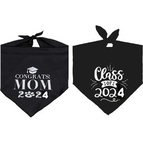 Dog Graduation Bandana 2 Pack, My Mom Graduated Dog Bandana and Class of 2025 Dog Scarf for Small Medium Large Dogs