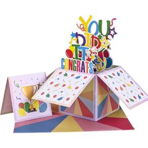 Giiffu Pop Up Graduation Card, Congrats Grad Cards, Personalized Graduation Gift Card for Her, Him, Daughter, Granddaughter, Graduation Card 2024 with Envelopes and Note Card (You Did it)