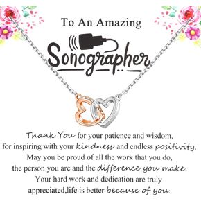 WSNANG Sonographer Necklace Sonographer Gifts Sonography Jewelry Ultrasound Tech Gifts Sonography Medical Thank You Gift(dheart nc)