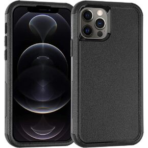 Designed for iPhone 12 Case, iPhone 12 Pro Case, Heavy Durable 3 in 1 Cover Drop-Proof Scratch-Resistant Protective Case for Apple iPhone 12/12 Pro(Black)