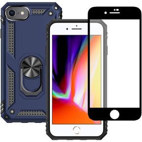 Yiakeng for iPhone 8 Case, iPhone 7 Case, iPhone SE 2020/2022 Case with Screen Protector, Military Grade Protective Cases with Ring for iPhone 8/7/SE 2020 (Black)