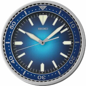ساعة حائط بمينا بتصميم تراثي مقاس 12 بوصة من Seiko، باللون الأزرق المعدني